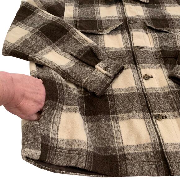Old Navy Mens Brown Plaid Shacket Size XXL Full Button Front 4 Pocket Wool - Picture 11 of 16